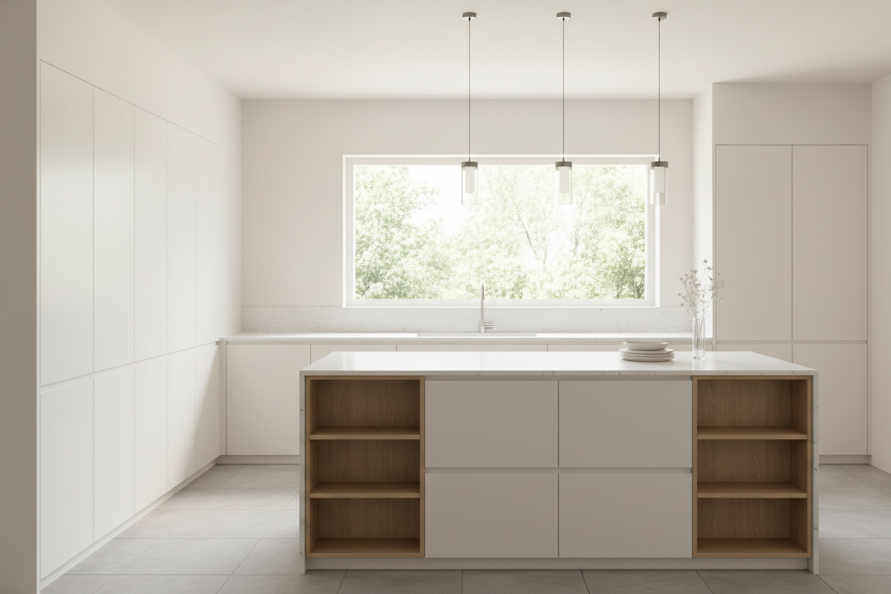 Cuisine propre lumineuse style minimaliste