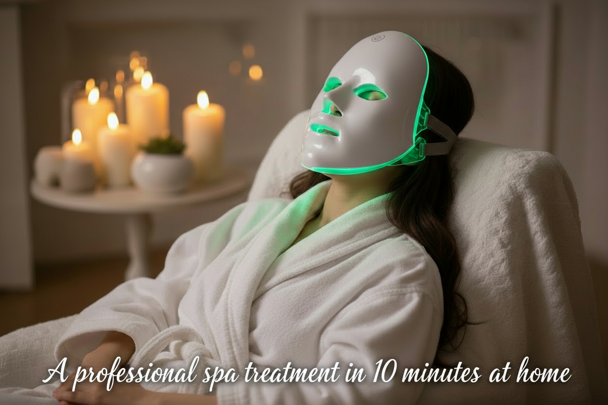 Masque LED thérapie lumineuse - Un soin d'institut en 10 minutes à la maison